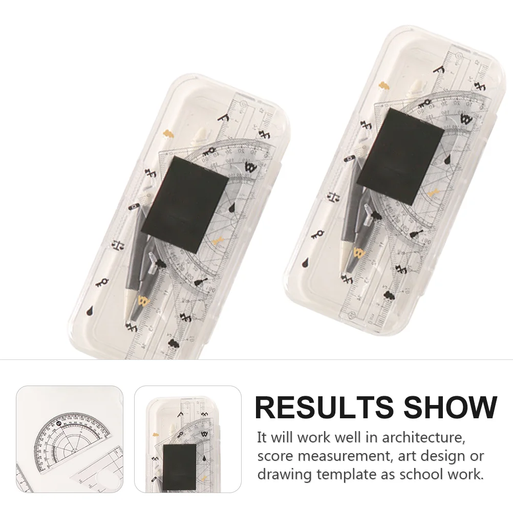 Набор компаса, студенческая линейка, складной пластиковый набор для рисования треугольной геометрией