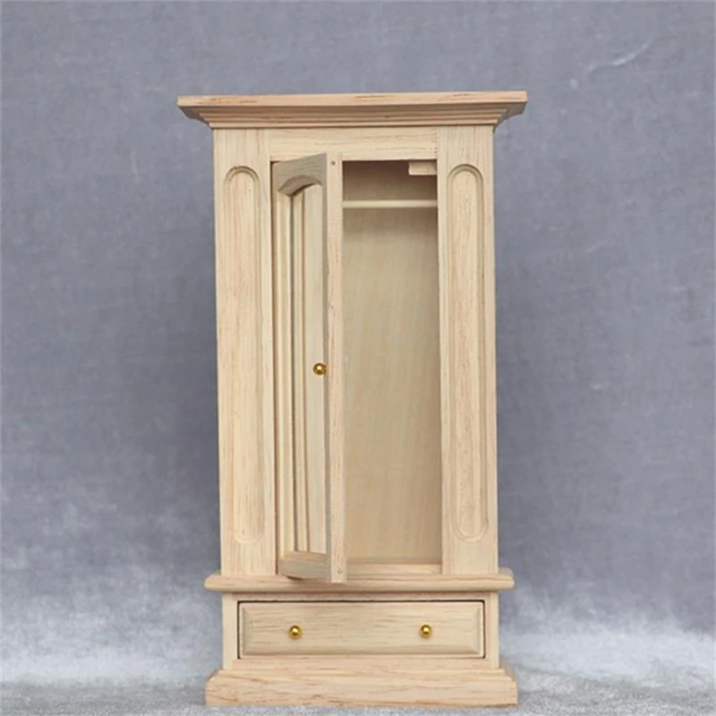 Espelho vestir para casas bonecas miniatura com acessório armário escala 1/12, suporte roupas realista para casas