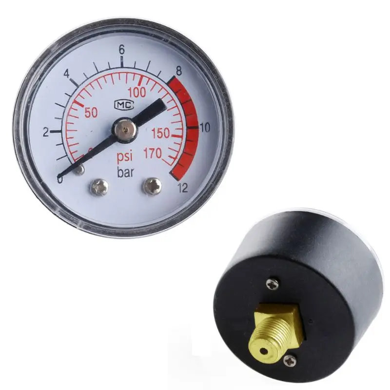 Pengukur Tekanan Cairan Hidraulik Pneumatik Kompresor Udara 0-12Bar / 0-170PSI Dropship
