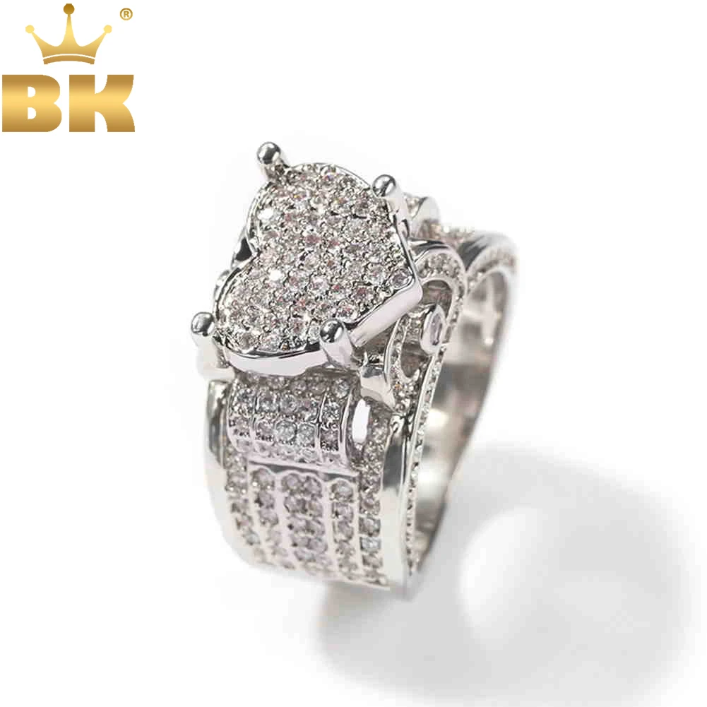 

TBTK Sparkling Heart Shape Ring Full Paved Bling Cubic Zirconia Eternity Party Women ring Luxury Jewelry For Gift Dropshipping