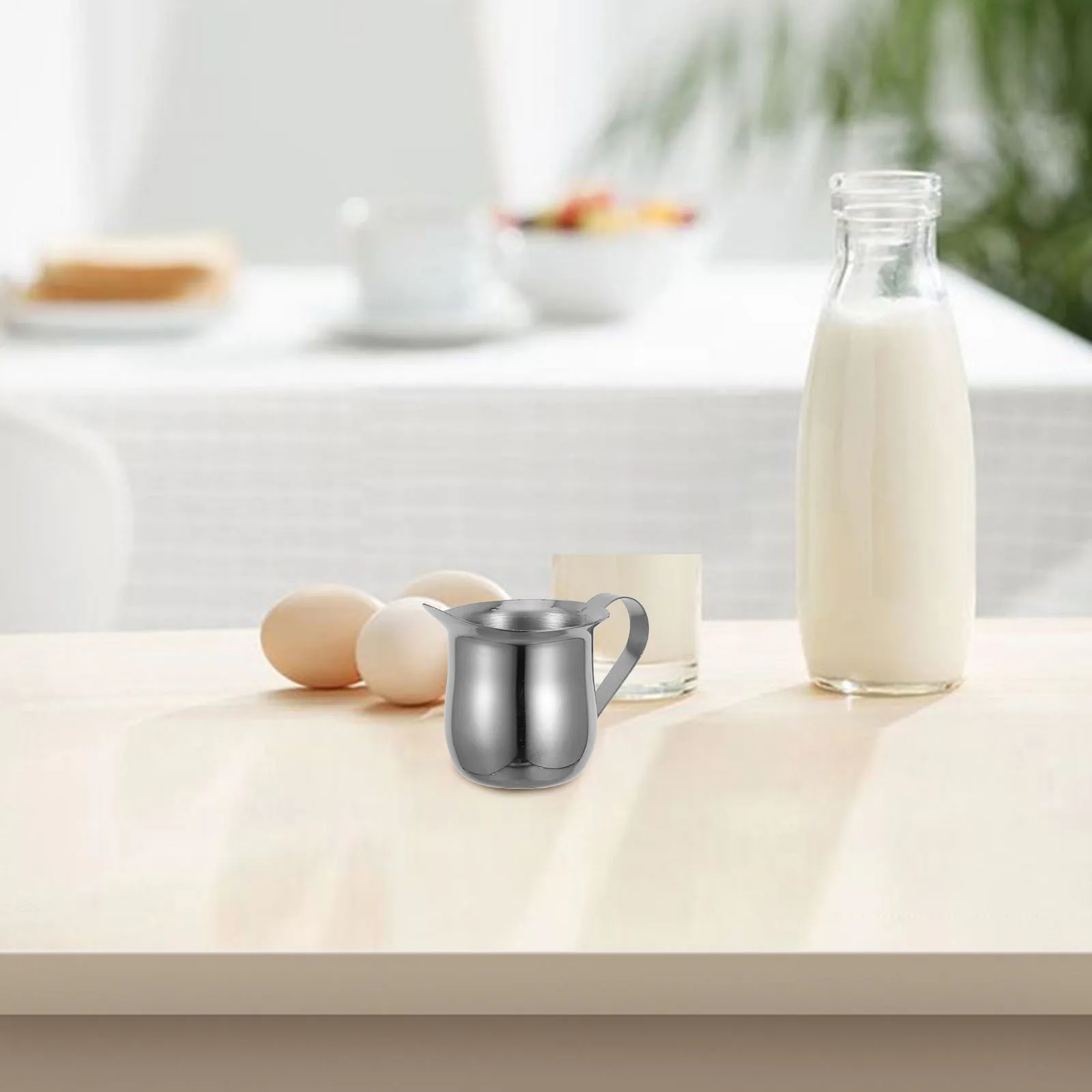 

Stainless Steel Milk Jug Compact Small Creamer Pitcher Easy Clean Sauce Container Multi-Use Coffee Milk Kettle