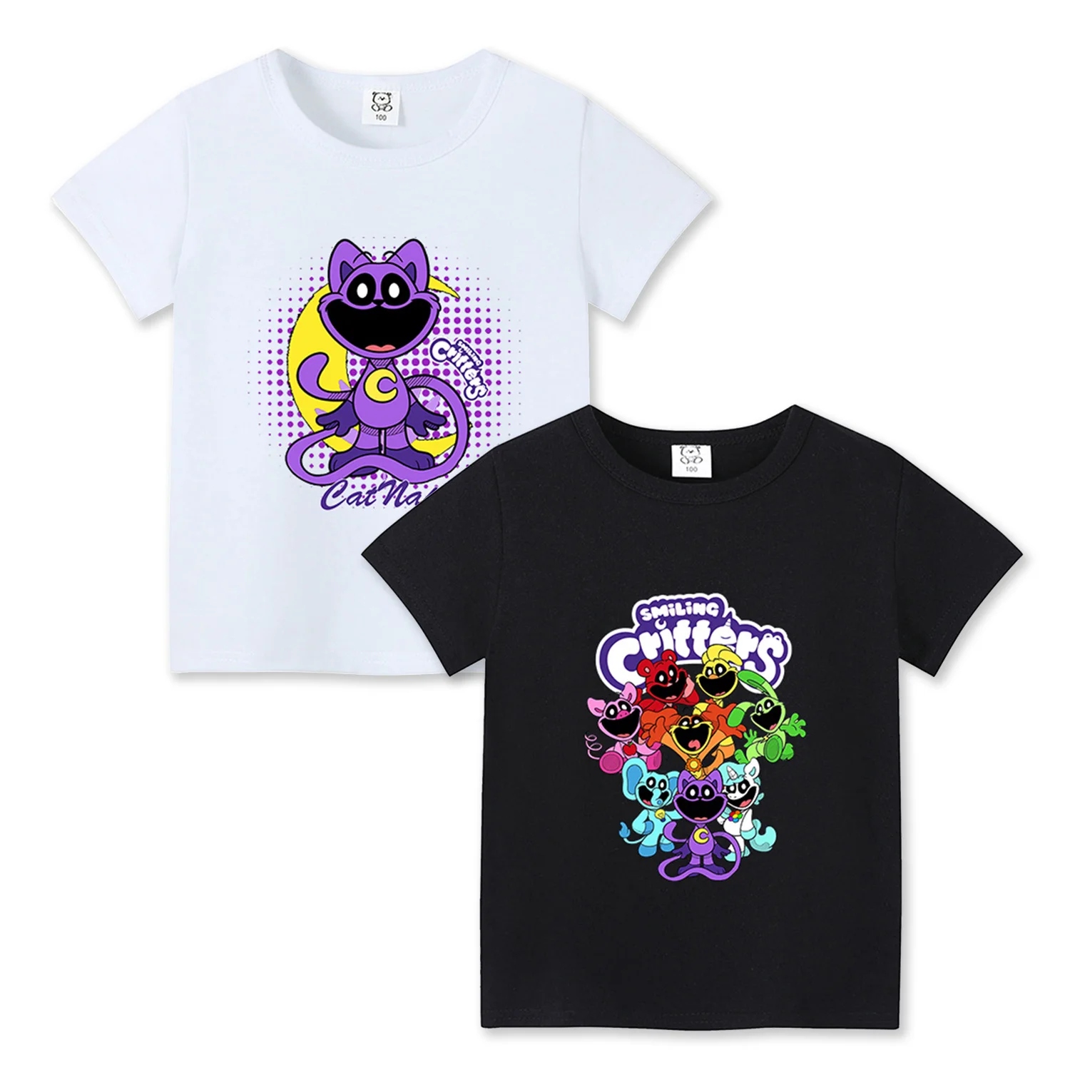 

Smilings Critters T-shirt for Girls Boys Cartoon Tee Summer Anime Printed Tops Short Sleeve T-shirts Children Breathable Clothes
