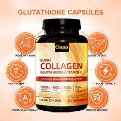 Collagen Peptide Vitamin C Glutathione Hyaluronic Acid - Skin and Nail Beauty Complex Supplement -60 Capsules