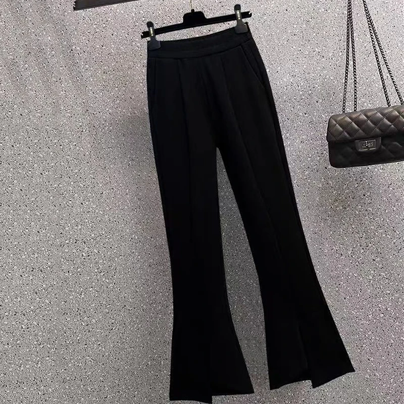 Set dua potong sederhana dan elegan untuk wanita, atasan warna solid dengan kerah persegi serbaguna dan anti-penuaan + celana melebar untuk musim panas.
