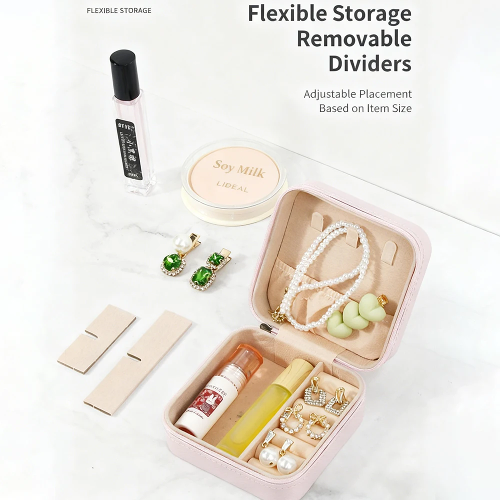 Mini Cosmetic Case Jewelry Storage Box Jewelry Case Leather Storage Earrings Necklace Ring Lipstick Organizer Travel Makeup Bag