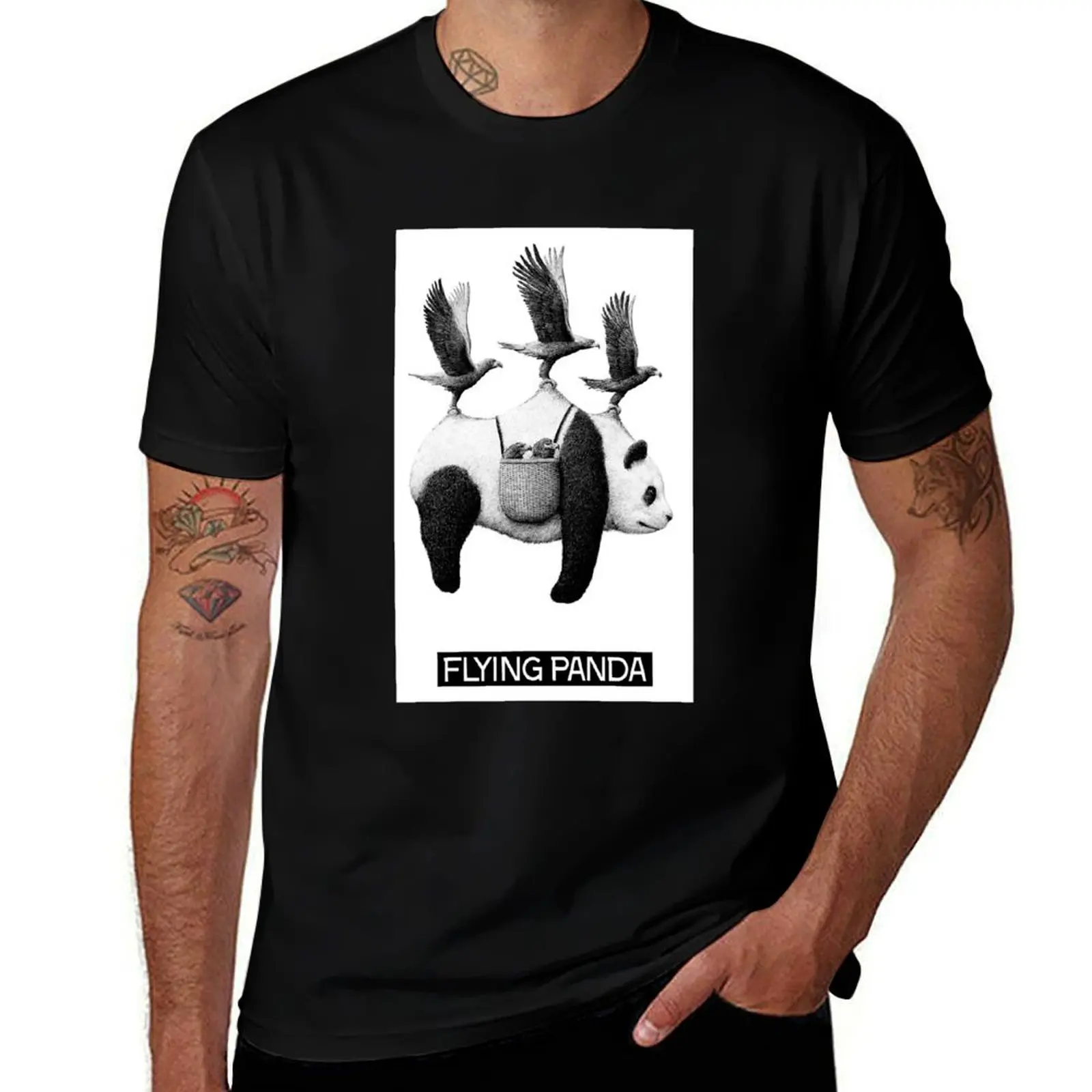Flying Panda T-Shirt Casual Street Style Short Sleeve Tee T-Shirt