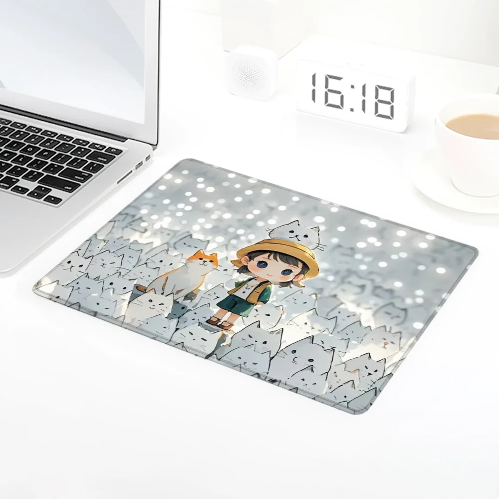 

Fashion Mouse Gaming Pad Mouse New Mousepad Gamer Girl and Cats Mausepad Computer Mat Pc Accessories Cute Keyboard Deskmat Mats