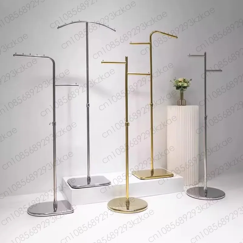 Clothing store display rack Stainless steel glossy Nakajima floor hanger live broadcast gold and silver hanging bag clothes