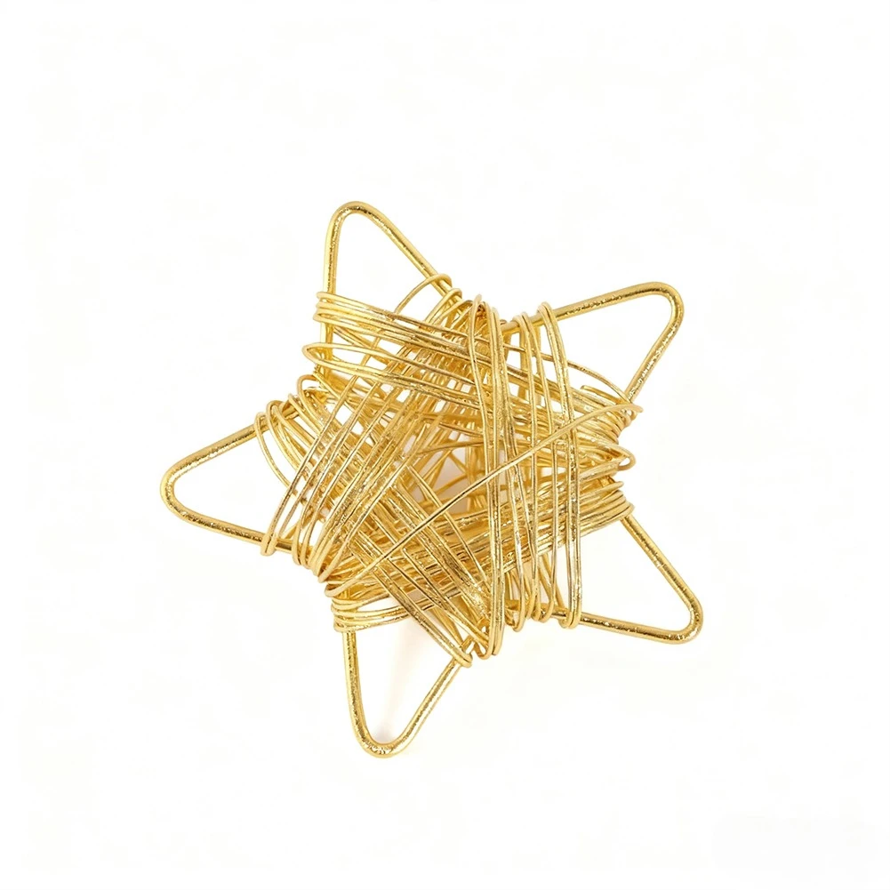 

2PCS 3D Star Wire Wrapped Metal Pentagram Hanging Decor DIY Wind Chimes Crystal Suncatcher Making Parts Crafts Car Pendant Decor