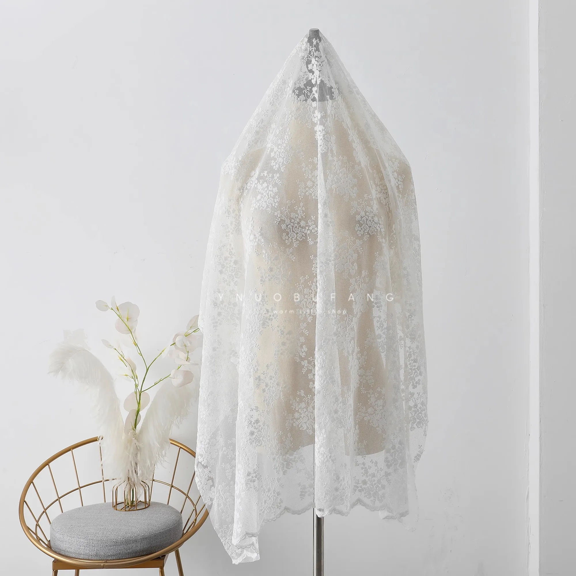 

1yard White lace fabric Small flower cluster cotton thread telas Women's skirt base fabric and accessories DIY yarn sewing