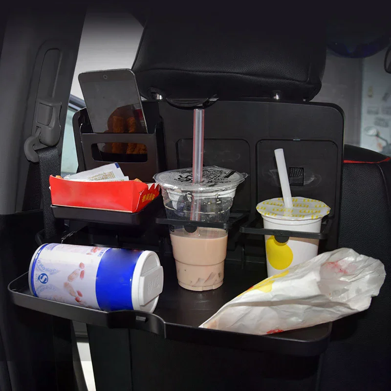1PC Portable Car Dining Table Folding Food Cup Tray Car Interior Storage Shelf Back Seat Cup Holde Multi-function Car Auto Parts
