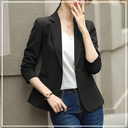 2024 Summer Commuting Minimalist OL Style Fashionable Trend Slim Fit Solid Color Versatile One Button Three Quarter Suit Jacket