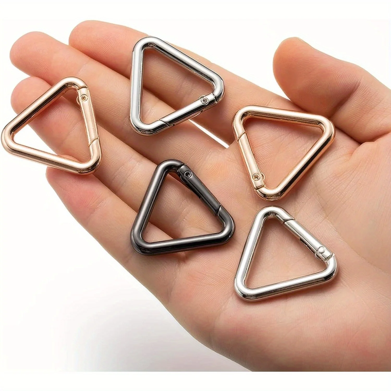 5Pcs Metal Triangle Spring Buckles Openable Ring Hook Bag Strap Belt Keyring Snap Clip Clasps DIY Accessories