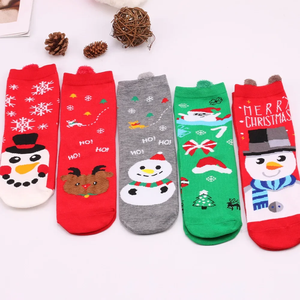 Women Christmas Socks Cotton Cartoon Baby Boys Girls Winter Santa Claus Elk Snow Funny Sock Winter Harajuku Xmas New Year Decor