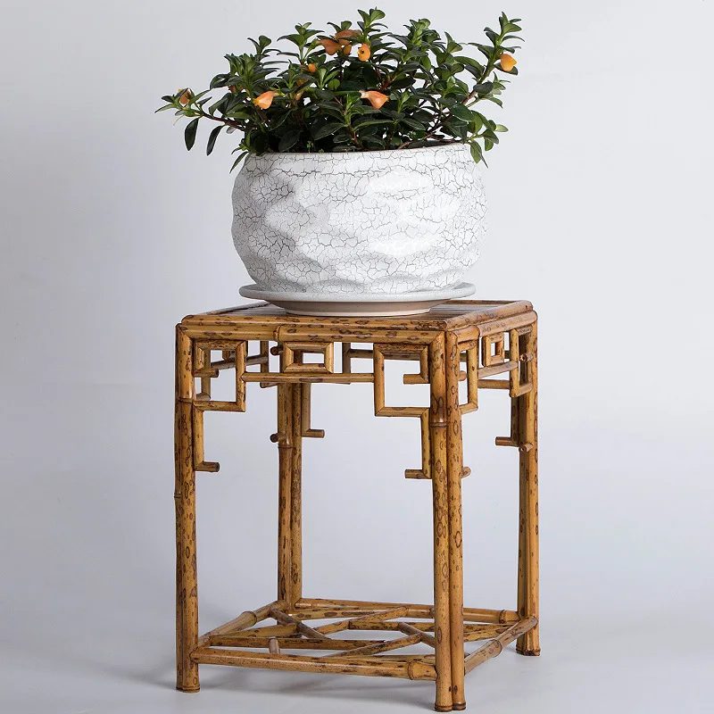 

Bamboo stilt orchid flower table, old bamboo tea set display rack, calamus pot holder, tea shed, tea ceremony furnishing storage