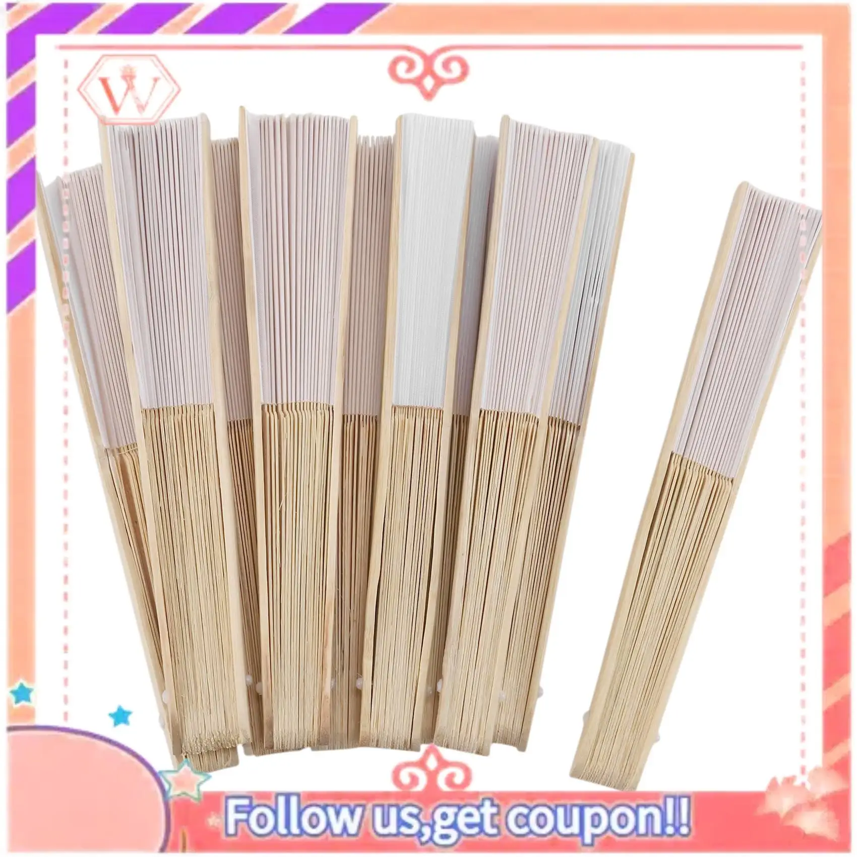 10 Pcs/Lot 21Cm White Color Fabric Hand Fan, Silk Hand Fan Wedding Party Promotion Favor Highly Recommended