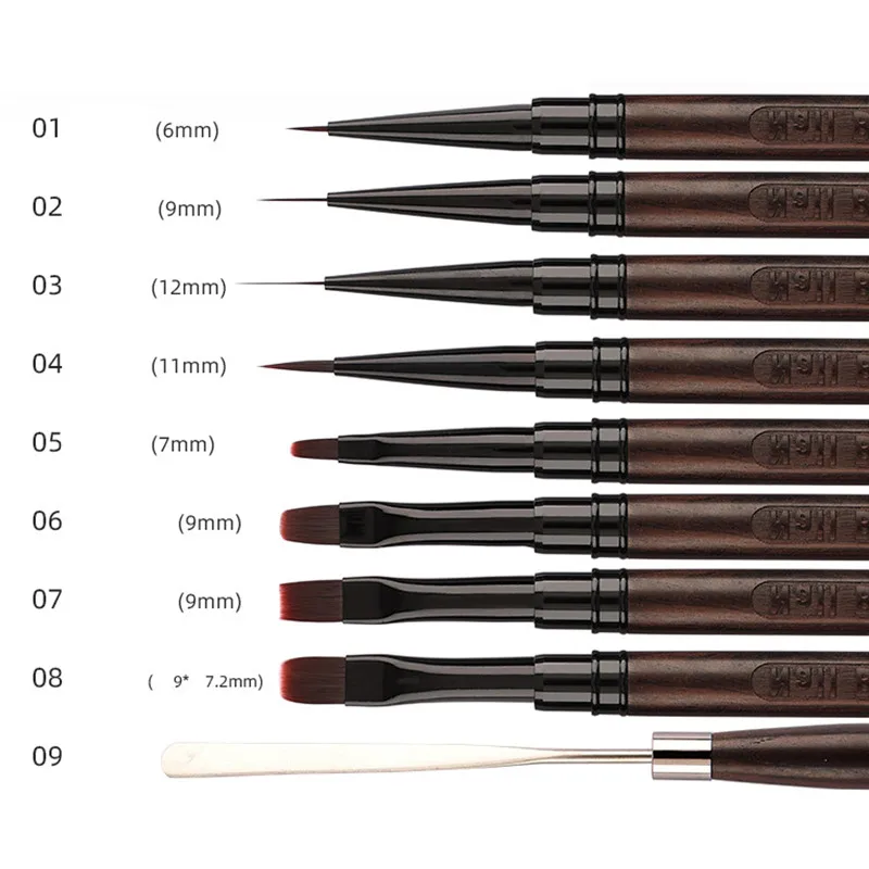 ネイルアートブラシセット 9本入り ネイルライナーブラシ ネイルペイントペン アクリルUVジェルブラシ クリスタルオンブレ マニキュア スパチュラ ポリツール