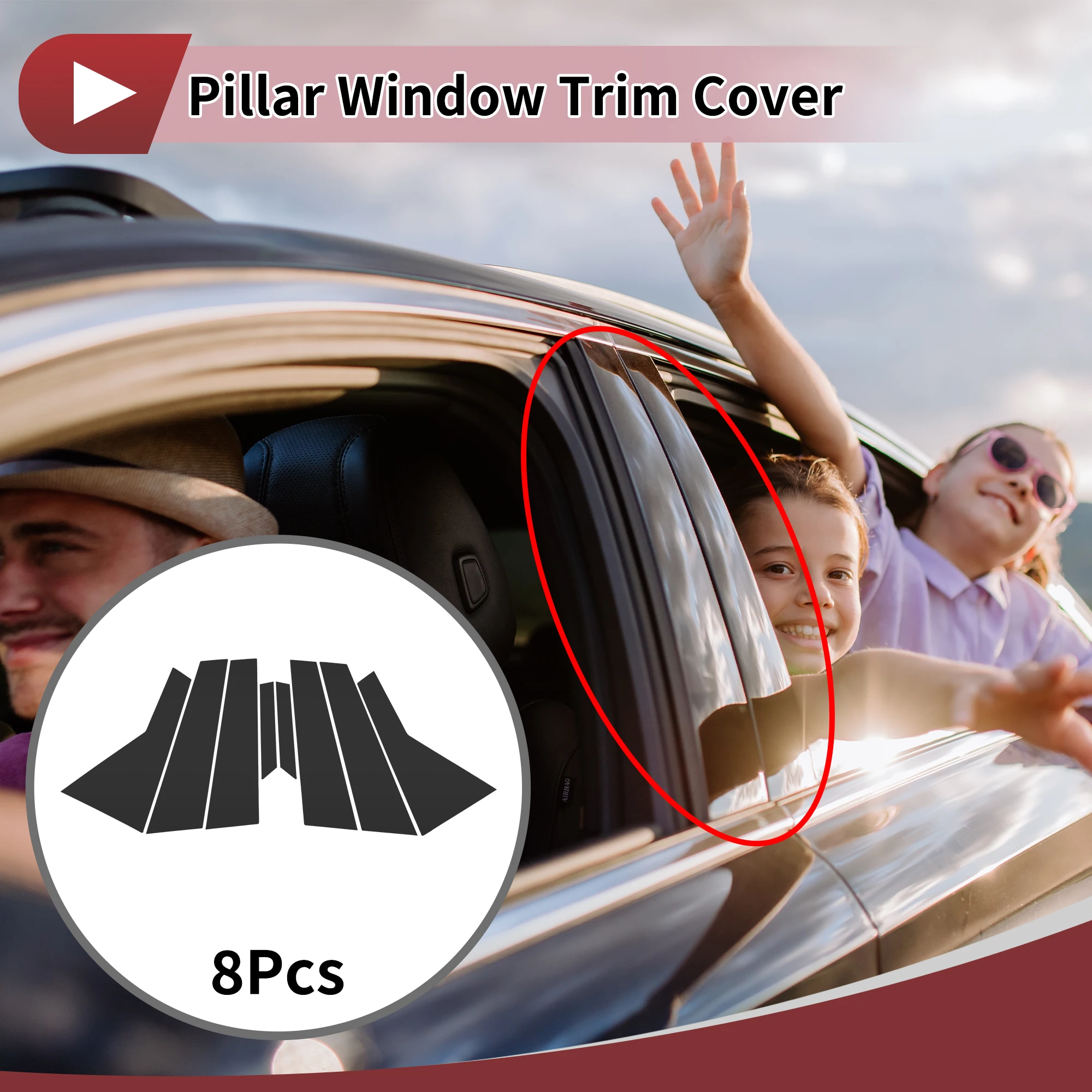 

X Autohaux Накладка на дверную стойку, окно, передняя, задняя, левая и правая для Porsche Cayenne 2018-2023, наклейка на стойку с защитой от царапин, 8 шт.