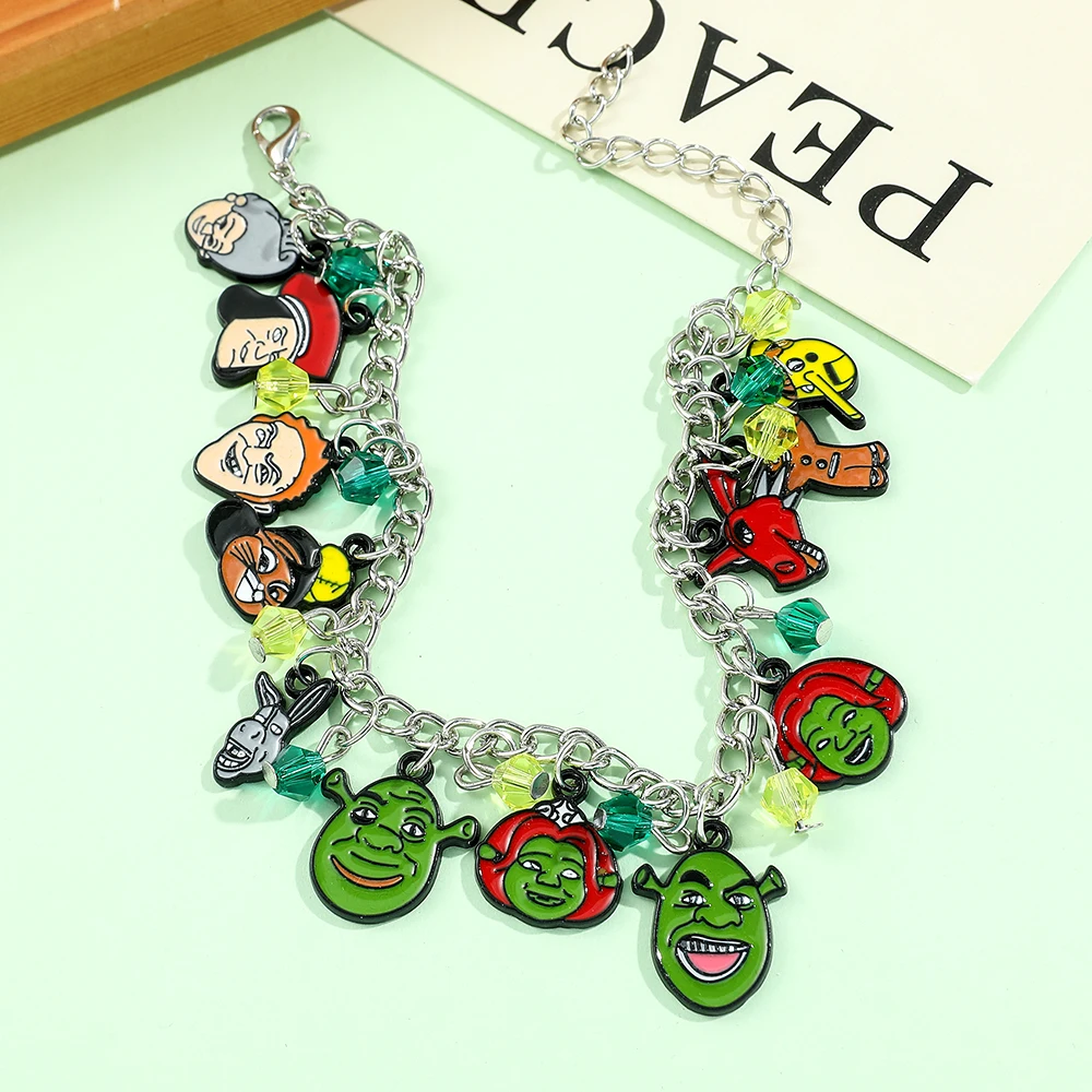 سوار نسائي كرتوني لطيف، قلادة من سبيكة الوجه الأخضر، مكياج للخروج للارتداء، هو هدية جيدة للأصدقاء والصديقات. #2