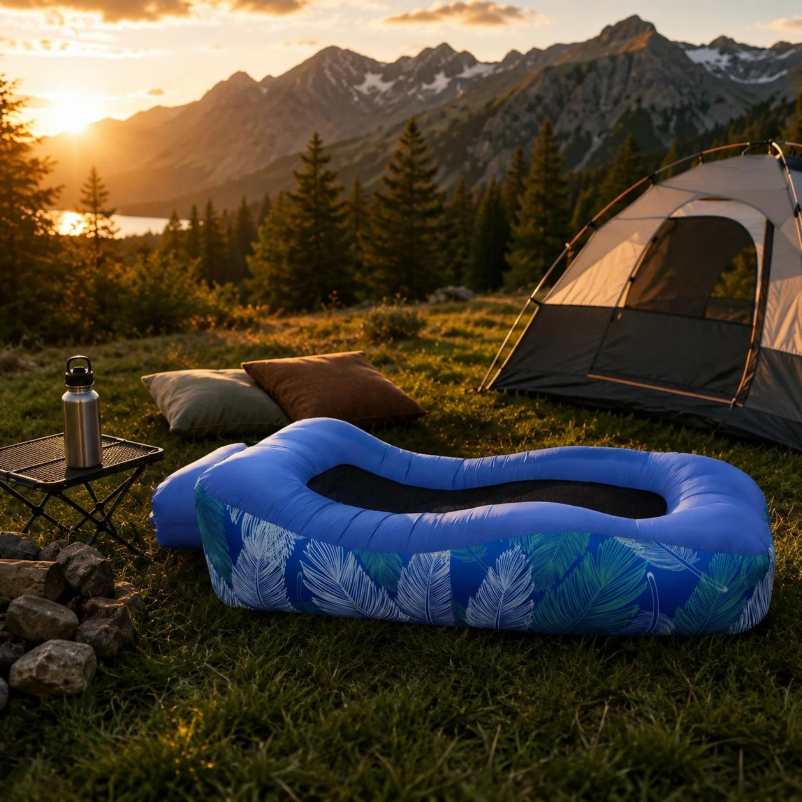 Inflatable Lounge Sofa Compact Foldable Inflatable Couch Inflate Couch Ergonomic Design Portable Seating Heavy Duty