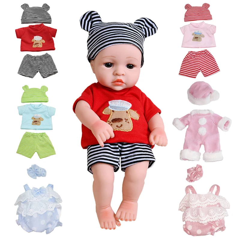 30cm Baby Reborn Dolls Clothes Comfort Soft Baby Doll Clothes Suit Summer Dress Winter Pajamas Jumpsuit Set For 1/6 Reborn Toys