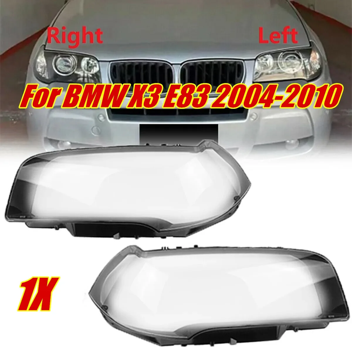 

for 2004-2010 BMW X3 E83 left and right headlight cover PC lampshade headlight cover OE: 63127162201,63127162202