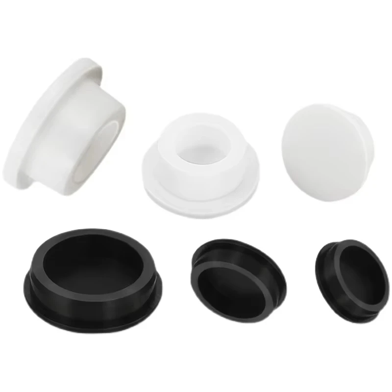 Round Silicone Rubber Seal Hole Plugs Bore 6.8mm-161.5mm Black/White T Type Stopper Blanking End Caps Seal