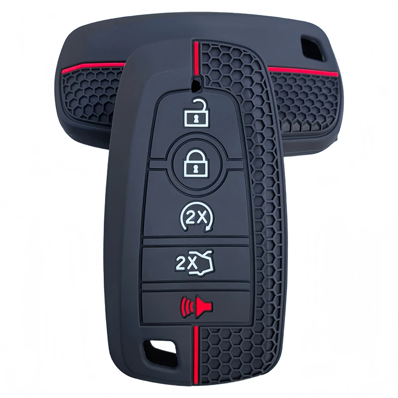Silicone Car Remote Key Case For Ford Fusion Mustang F-150 F-250 F-350 F-450 F-550 Bronco 2018 - 2024 Cover Keyless Fob Shell