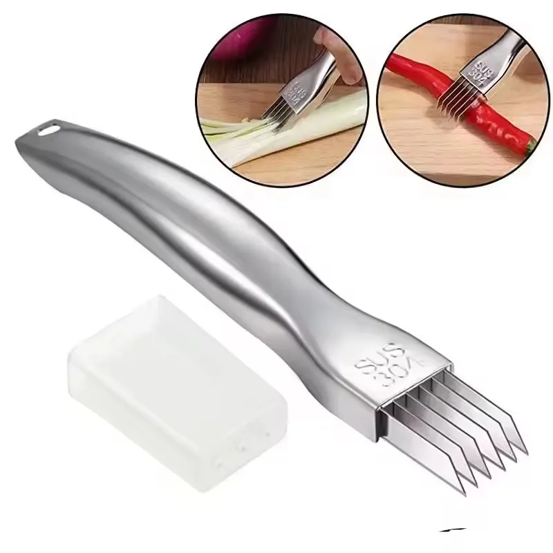 

Kitchen Shred Silk The Knife, Stainless Steel Chopped Green Onion Knife, Curved Handle Design, Food Speedy Chopper Green Onion