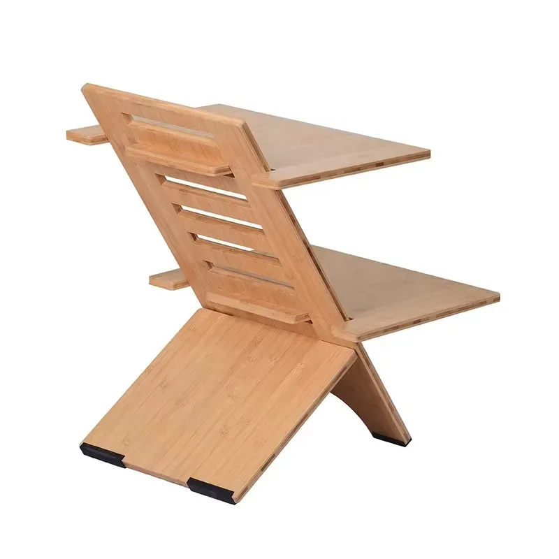 Bamboo Laptop Stand Height Adjustable Desktop Computer Desk Convertible Platform Converter