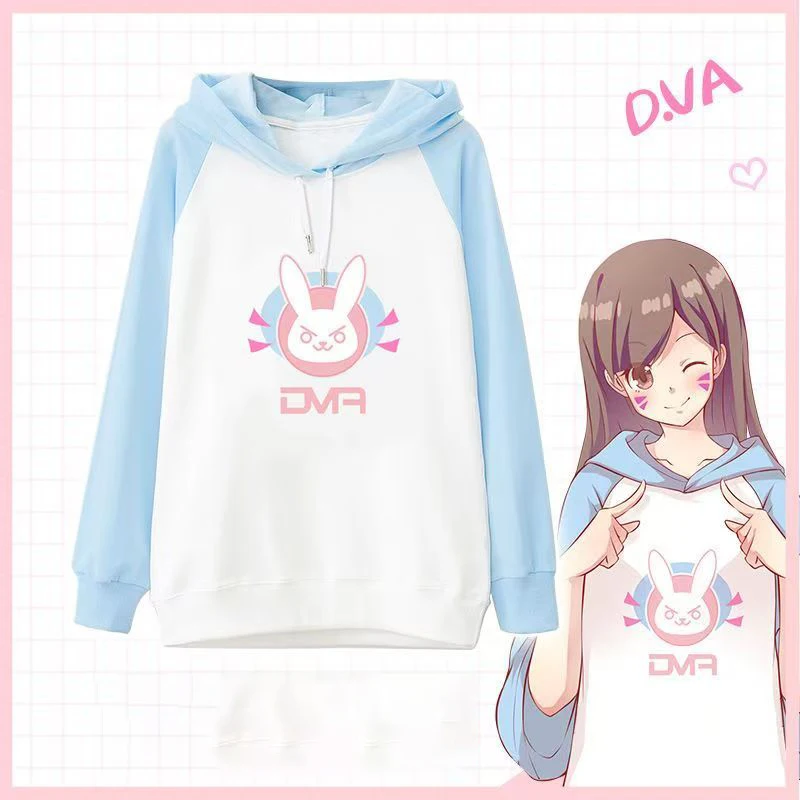 Overwatch 2 D.Va Hoodie Game Same Style Sweatshirt Cartoon Casual for Autumn/Winter Long Sleeve Women/Men Aesthetic Anime Unisex