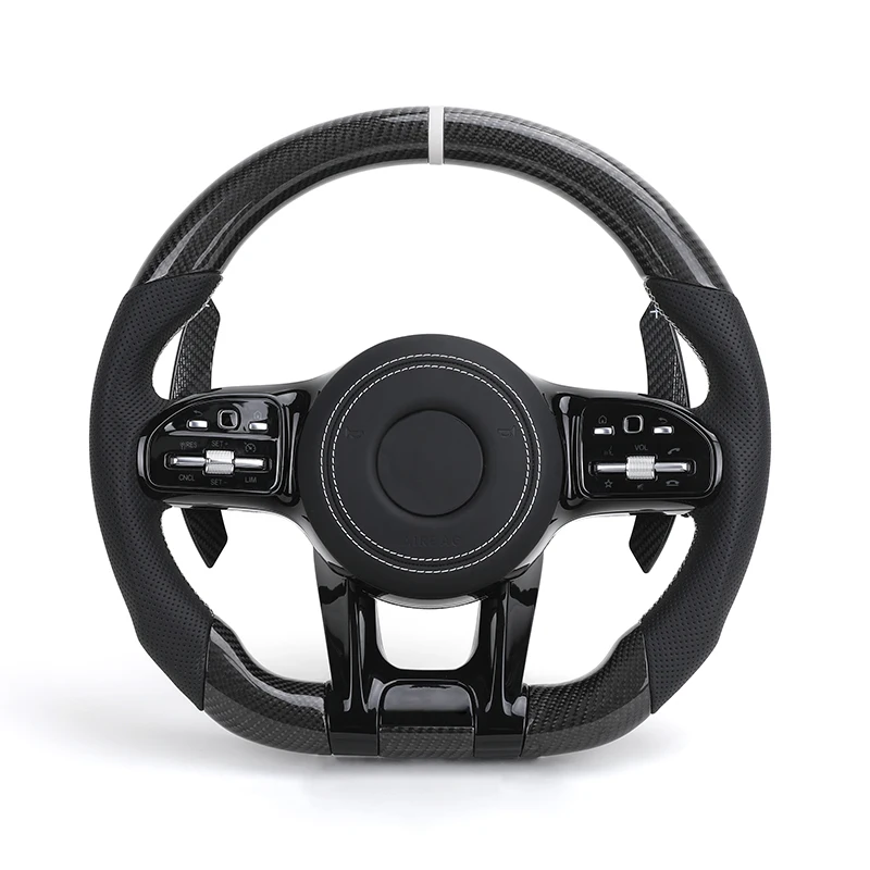 Custom Volante Glossy Black Carbon Steering Wheel for Mercedes Benz W204 W205 W207 W211 W212 W213 W221 W222 GLS CLS C63 AMG GT