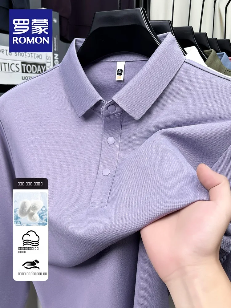

Lormen Men's Long Sve irt Pure Color Skin-friendly Silk Blend Busin Casual Wear Spring Autumn Season Netie T-s...