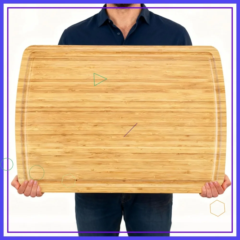 

Extra Large Bamboo Cutting Board 30x20 with Juice Groove, Heavy Duty Charcuterie & Stove Top Cover for Kitchen