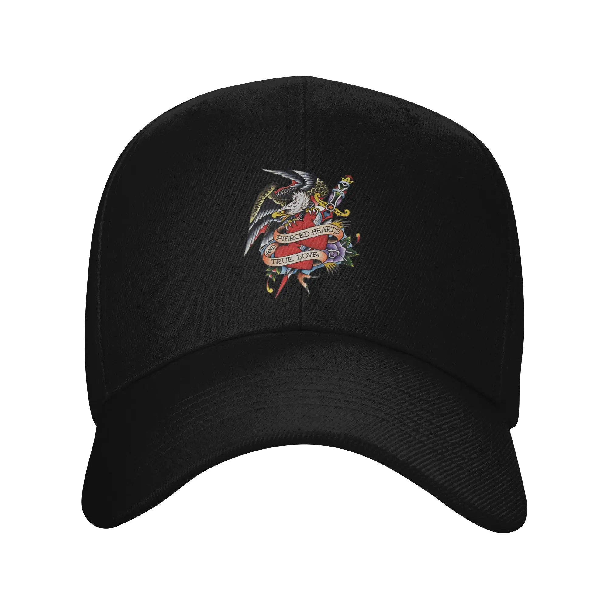 Pierced Hearts Are True Love Baseball Cap Ed-Hardys Running Hippie Sunscreen Hip Hop Hats Unisex-Teens Design Baseball Caps