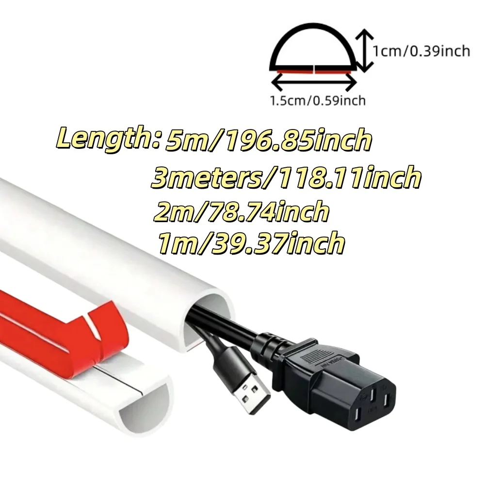 Self-Adhesive Cable Cover Protector PVC Wire Protection Strip Prevent Trip Wall And Floor Wire Organizer（5/3/2/1m）