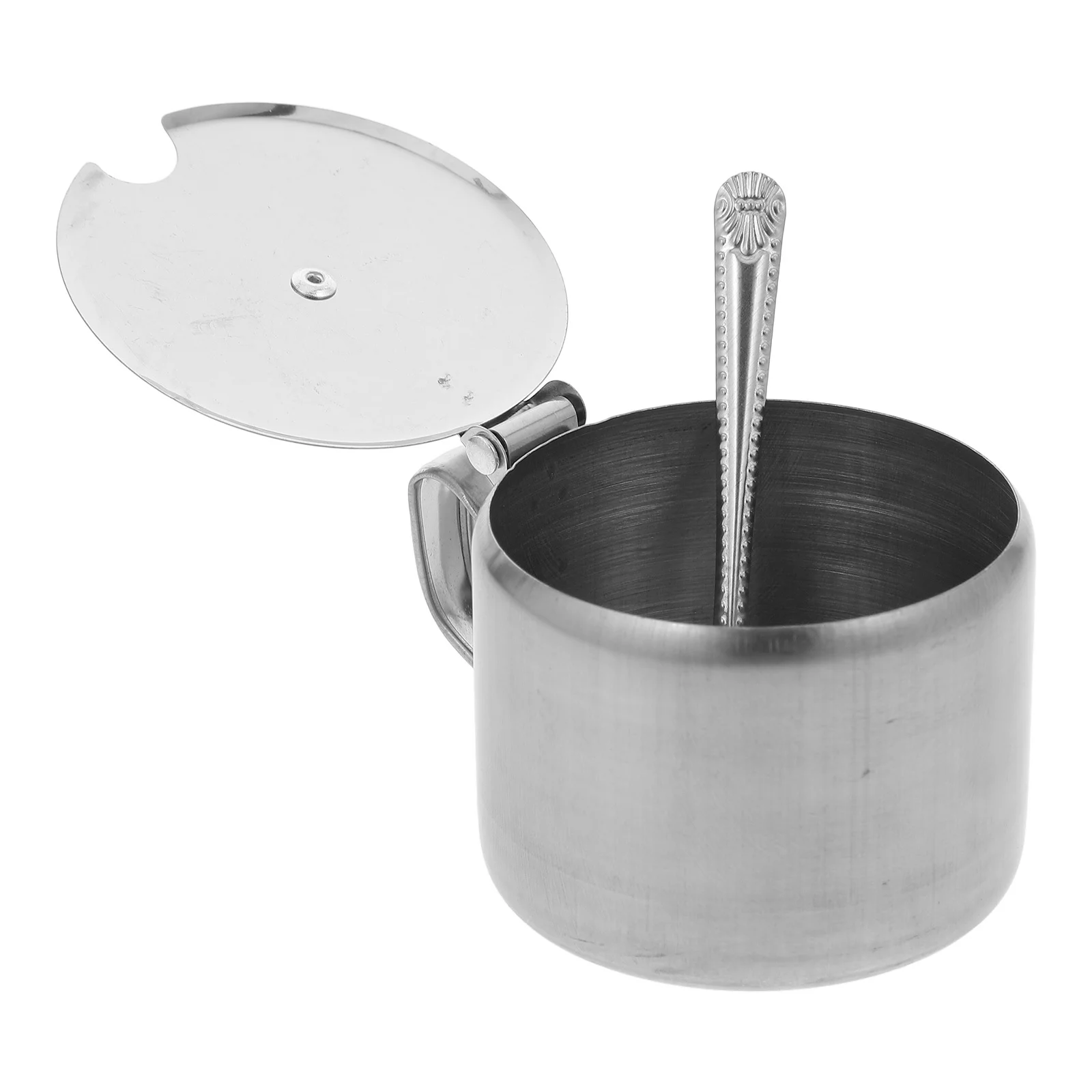 

Stainless Steel Sugar Bowls Lid Spoon Versatile Spice Jar Construction Efficient Handling Home Kitchen Decor