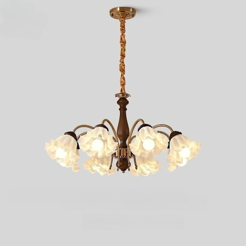 Wood LED Chandelier  Hall Ceiling Lamp Retro Creativity Tricolor Pendant Light Home Decor