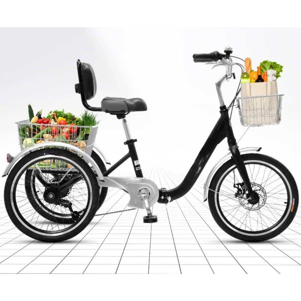 Aluminum alloy tricycle bicycle old man into human pedal travel light cargo leisure shopping cart