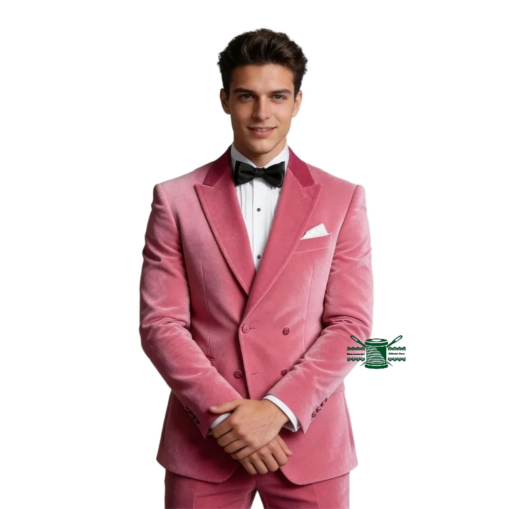 

Мужской бархатный костюм-двойка (пиджак, жилет, брюки) для выпускного вечера, свадебный смокинг, приталенный крой, осенний мужской смокинг