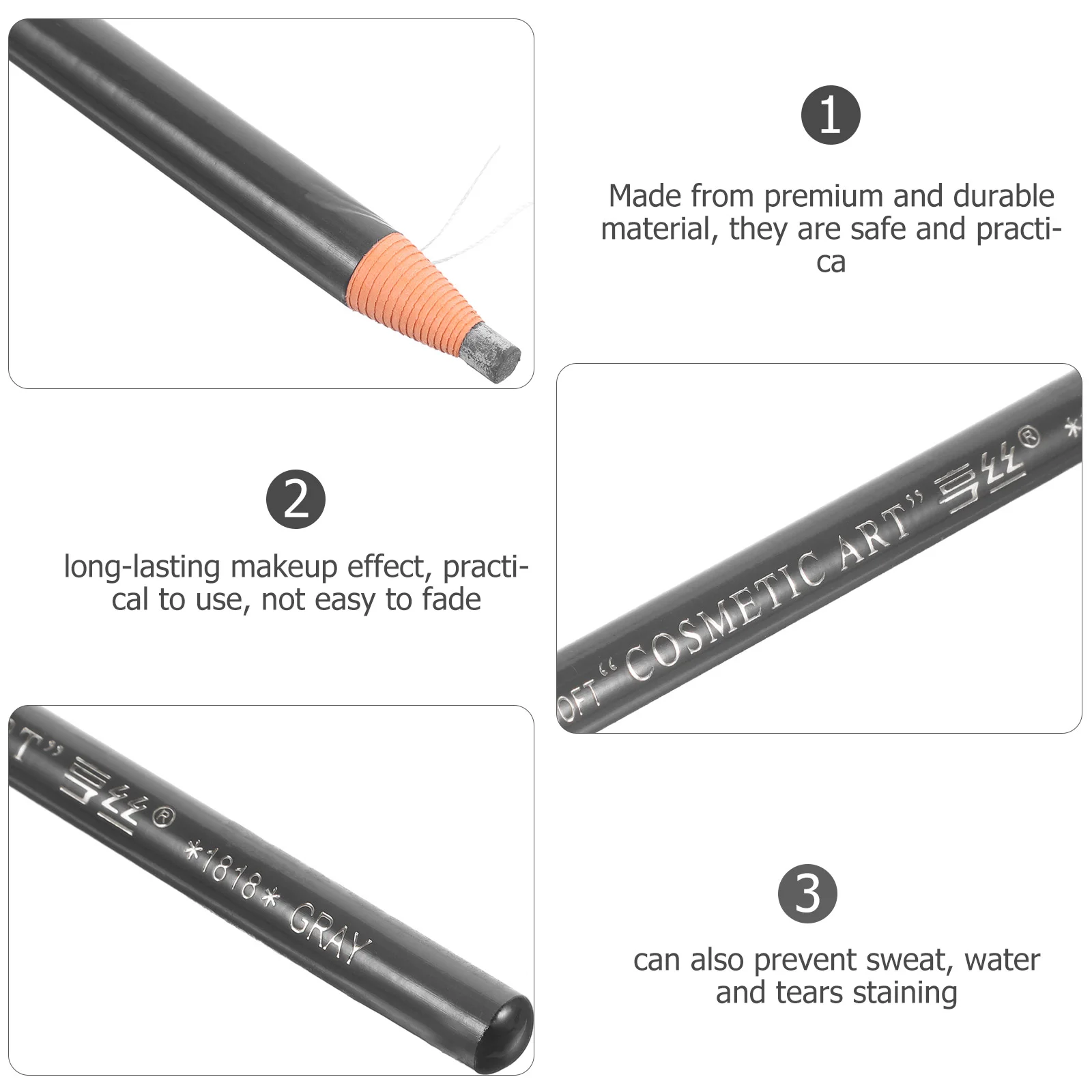 Pull Type Line Drawing Eyebrow Pencil Brown Eyeliner Lead Pencils Makeup for Women Set Portable Smudge Proof Waxy Grey Women's