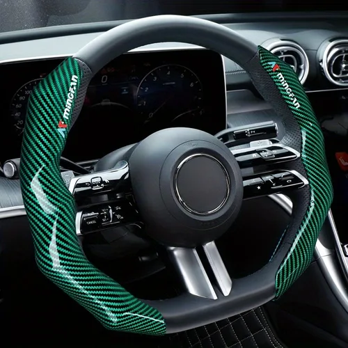Imagen 2 del producto Funda de lujo para volante de fibra de carbono, diseño duradero y elegante, agarre mejorado, comodidad, actualización Interior del vehículo, ajuste para todas las estaciones