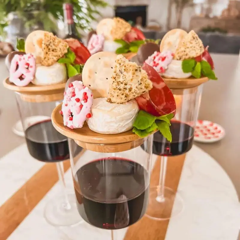 Wooden Wine Glass Topper Plates For Appetizers Desserts Wine 2024New Wine Glass Charcuterie Topper Wine Glass Coasters Board