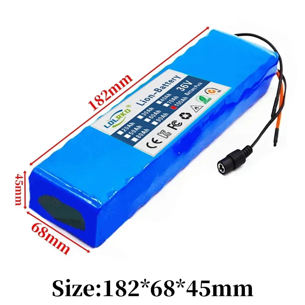 100% New 36V 100000mAh 18650 rechargeable lithium-ion battery pack 10S2P+charger can be used for electric scooter bicycles