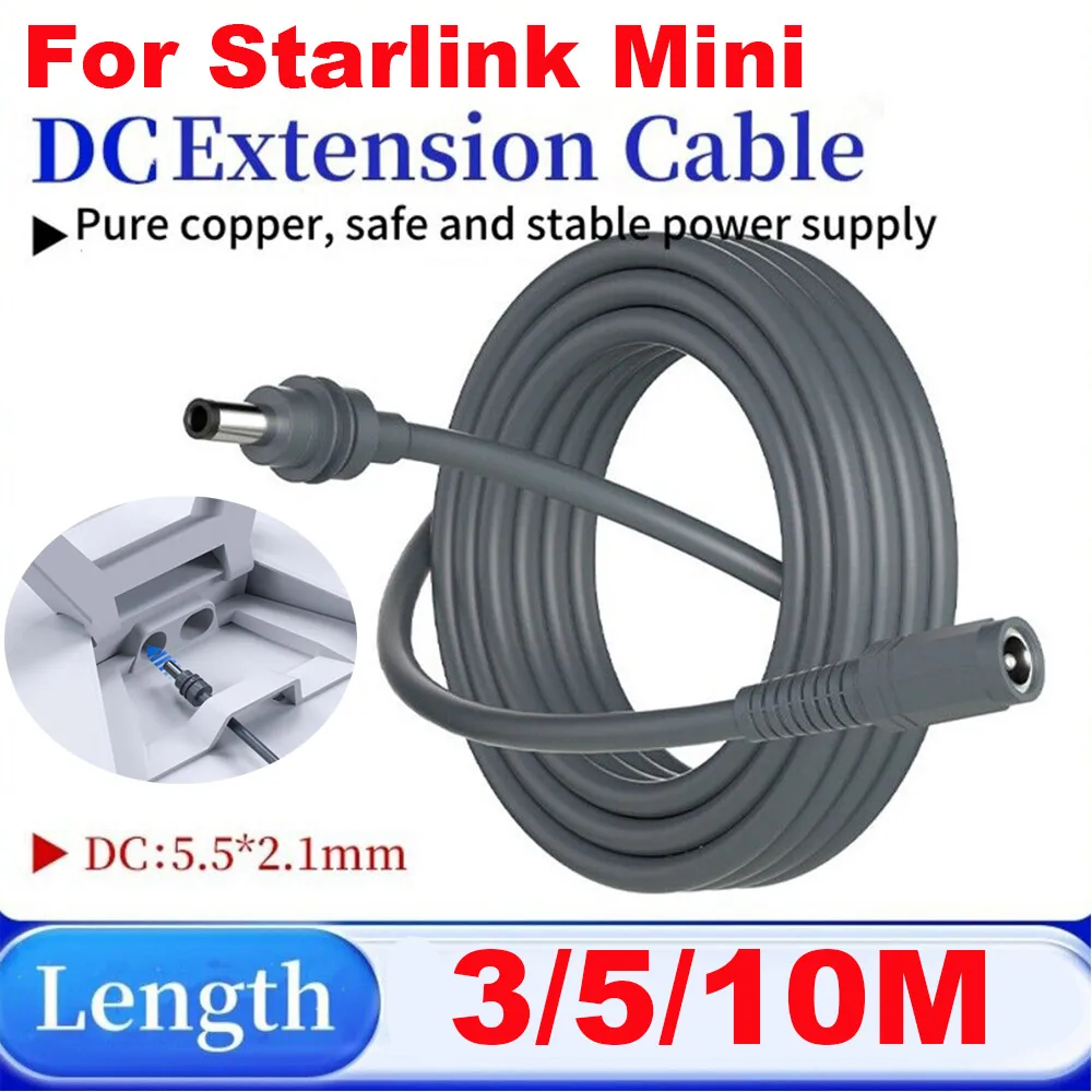 For Starlink Mini DC Male To Female Adapter Cable Extension Cable DC Power Waterproof Plug and Play for Starlink Mini Accessory