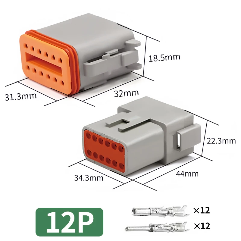 DT06-12S & DT04-12P 12-Pin Deutsch Type DT Series Waterproof Connector - Heavy Duty Automotive Plug for Truck Wire Harness T&I Online Store