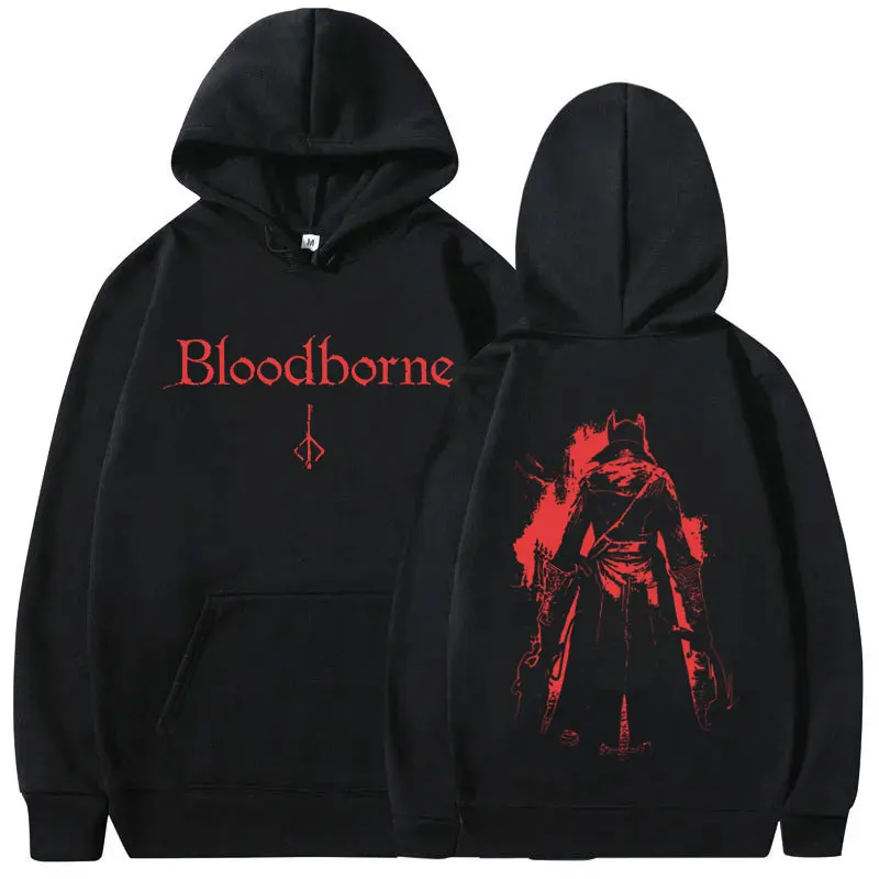 

Game Bloodborne Horror Hunter Merch Hoodie Men Women Gothic Rock Oversized Sweatshirt Male Casual Vintage Pullover Streetwear