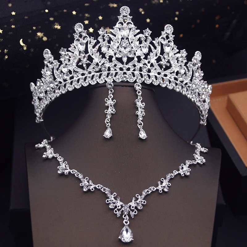 Fashion Red Bridal Jewelry Sets for Women Choker Necklace Earrings With Crown Wedding Bride Set Costume Accessories