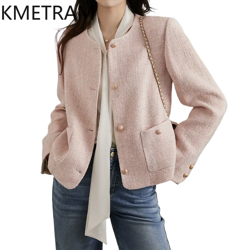 

KMETRAM Classic Tweed Jackets High Quality New in Outerwear Pink Short Jacket Fall Clothes Women 2024 Chaquetas Para Mujer