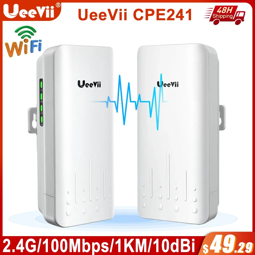 

UeeVii CPE241 Wireless Bridge 2.4Ghz Outdoor Wifi Router 100Mbps 1KM Long Range Extender Wifi Repeater 10dBi Signal Amplifier